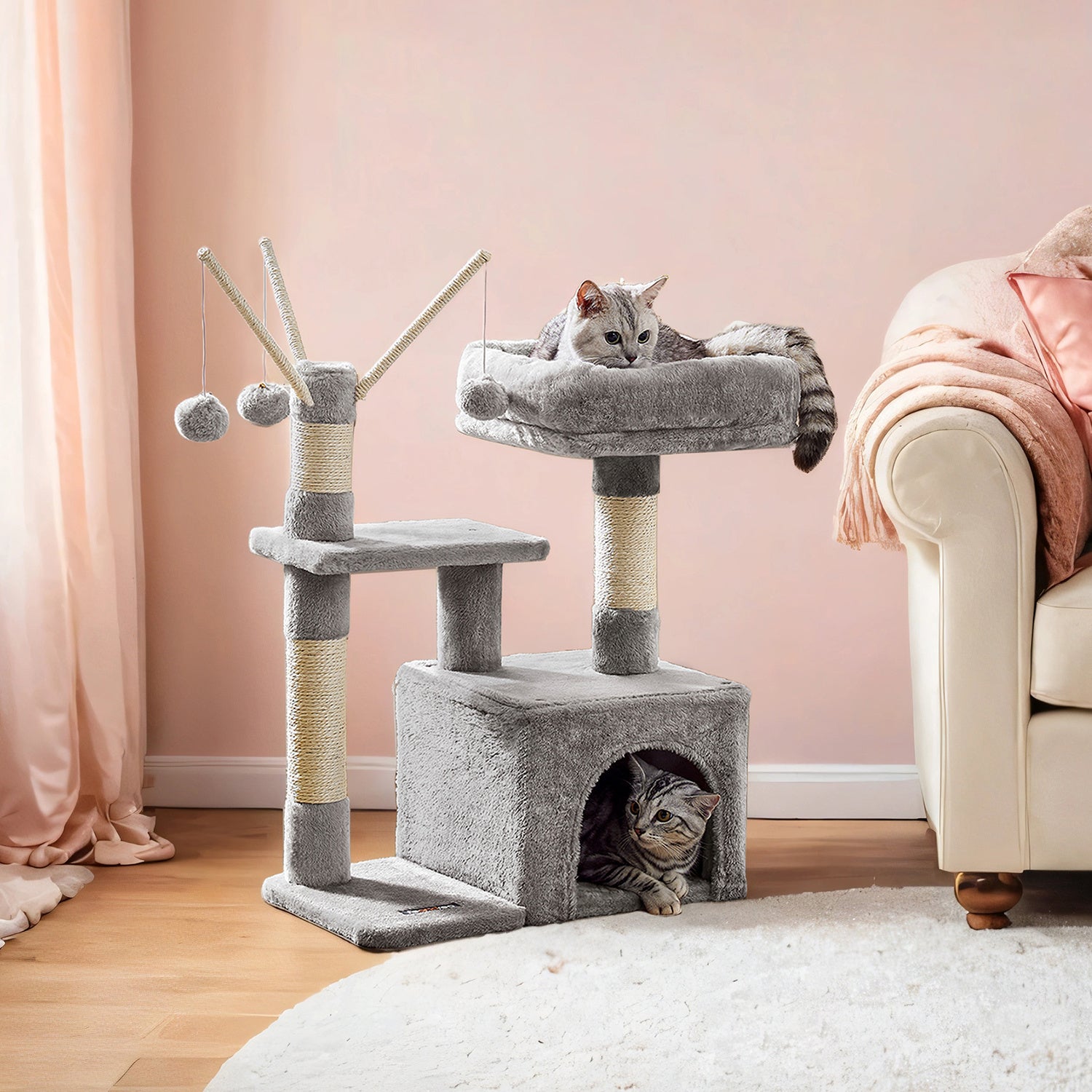 Cat Tree, Small Cat Tree, Scratching Post, with Cave and Platform