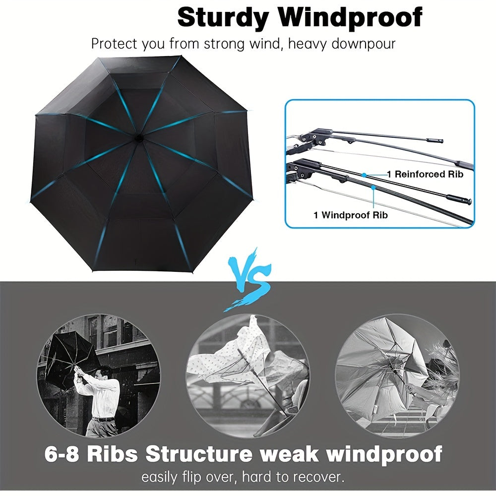 Windproof Automatic Oversized Umbrella – 10-Rib Folding Business Umbrella with Sun Protection, Auto Open/Close, Professional Unisex Design for Daily Use