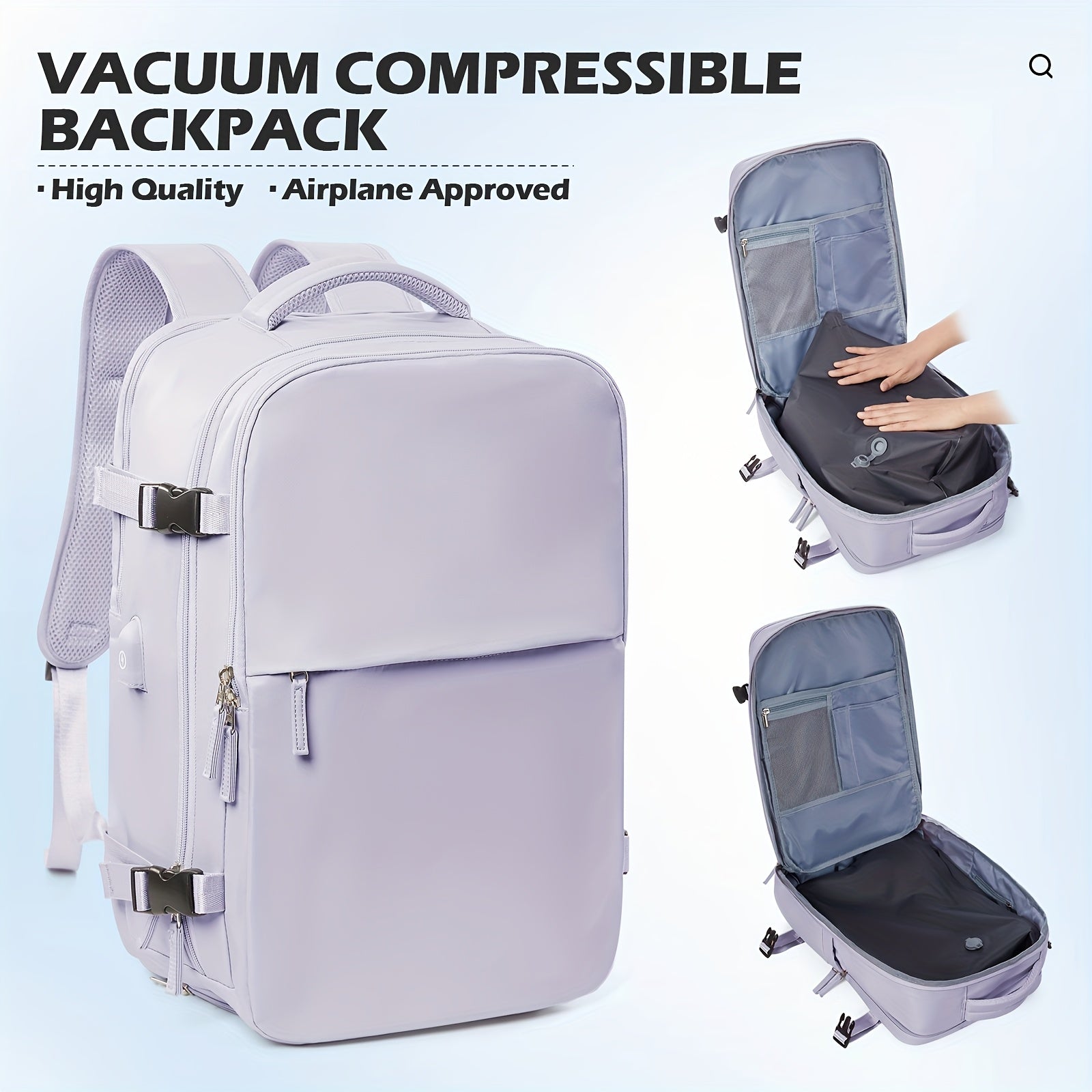 Lightweight Large Capacity Travel Vacuum Backpack - Durable Nylon Business & Vacation Bag with Multiple Compartments, Adjustable Shoulder Straps, and Secure Zippers for Men and Women, Business Travel Bag, Spacious Compartment