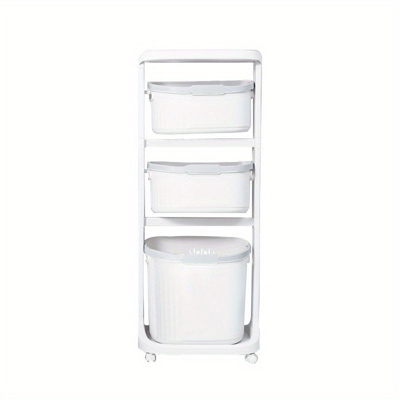 3 Story Bathroom Large Capacity Bathroom Bath Products Storage Rack, Bathroom Floor Standing Clothes Storage Basket, Household Bathroom Sundries and Small Items Storage Basket