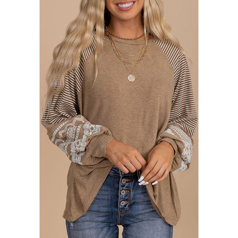 New Pullover Round Neck Long Sleeves Top For Women