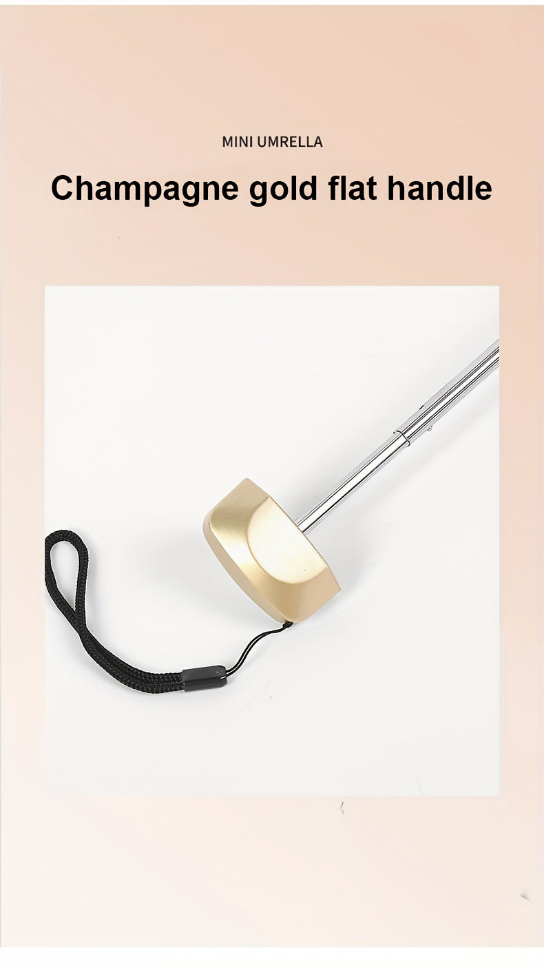 Compact 6-Rib Mini Folding Umbrella – Lightweight Aluminum Alloy Handle, Manual Open/Close, Portable Sun & Rain Umbrella with PVC Canopy – Cute Travel Umbrella in Pink, Blue, White & Gray