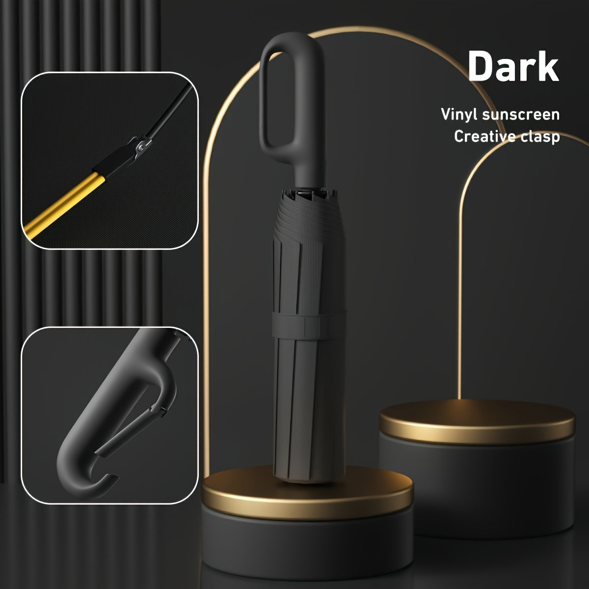 Automatic Rotating Buckle Umbrella – 10-Rib Windproof Folding Sun Umbrella, Backpack-Friendly, 5 Colors