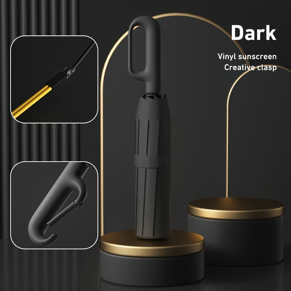 Automatic Rotating Buckle Umbrella – 10-Rib Windproof Folding Sun Umbrella, Backpack-Friendly, 5 Colors