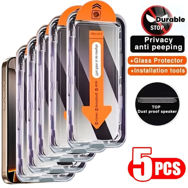 5-Pack Full Cover Privacy Screen Protector for iPhone 17/16/15/14/13/12/11/17 Pro Max/16 Pro Max/17 Air/15 Pro Max/Plus/Mini/X/XS/XR/XS Max, 9H Tempered Glass Film, Dynamic Island Compatible, -Scratch, -fingerprint, Case Frie