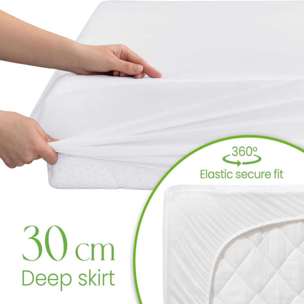 4B Bamboo Mattress Protector – Ultra Soft Breathable Bed Cover for Restful Sleep, Smooth Luxury Comfort with Deep Fitted Corners for a Secure Fit, Long-Lasting Protection Against Dust and Wear, Easy to Wash and Quick to Dry