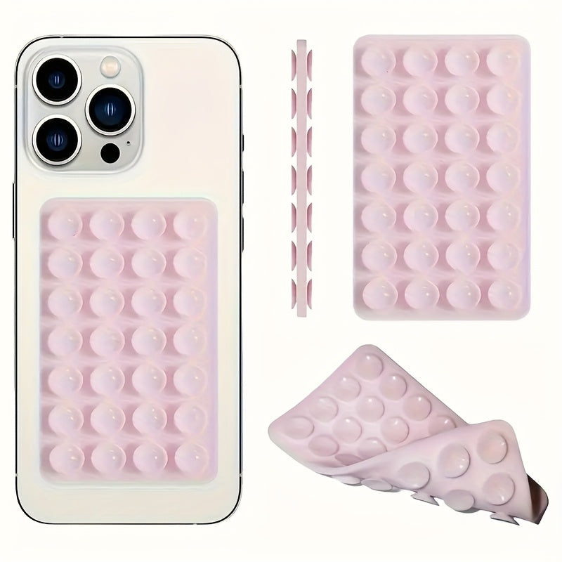 1Pack, Double-sided Silicone Mobile Phone Suction Cup, Car Holder for Mobile Phones, Strong Adhesive Bracket, Suitable for Kitchen, Bathroom and Makeup Mirror, iPhone and Android, Suitable for Selfie and Video Recording, Gift