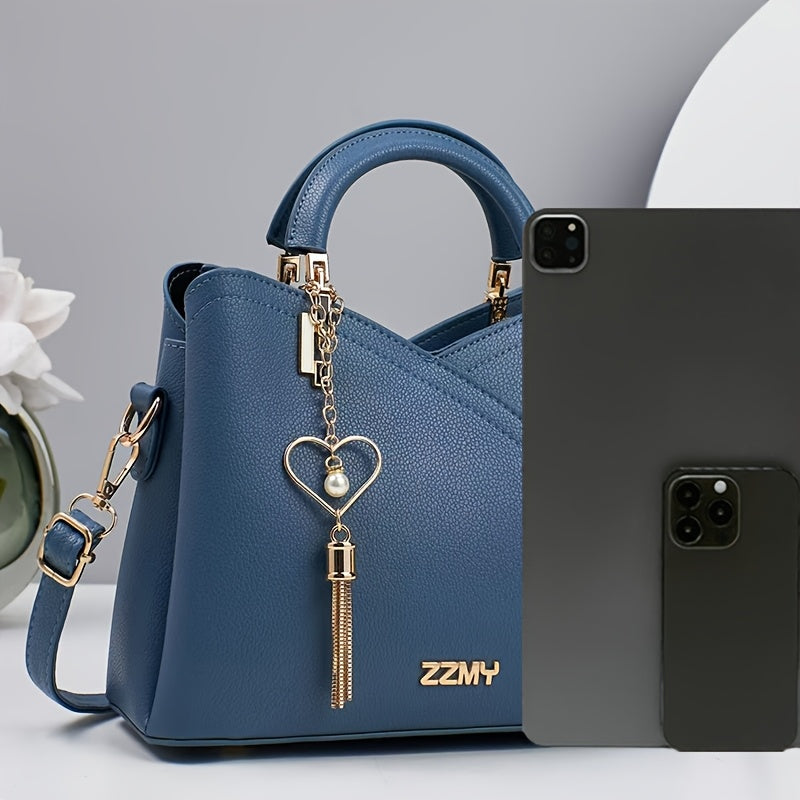 CHROSGEKEIDI Women's Synthetic Handbag, Large Capacity Stylish Handbag, Detachable Strap Zipper Closure, Perfect Gift for Mom or Family, for Everyday Use