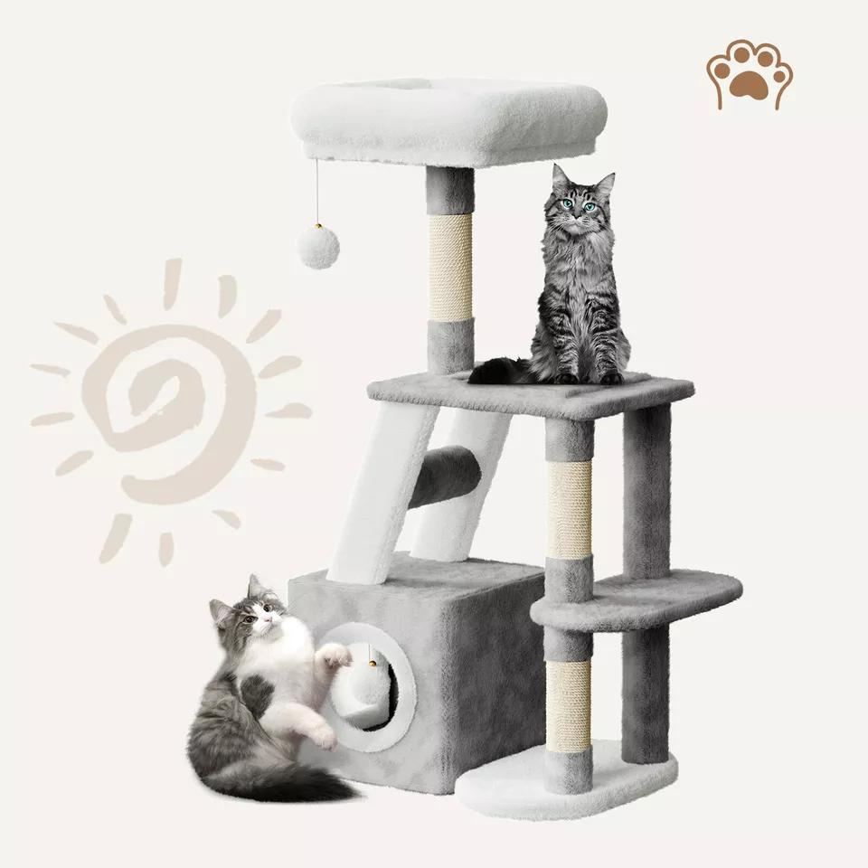 Dogat 107cm High - Quality Multilevel Cat Tree Tower with Scratching Posts - The Perfect Indoor Climbing House Condo for Your Feline Friend