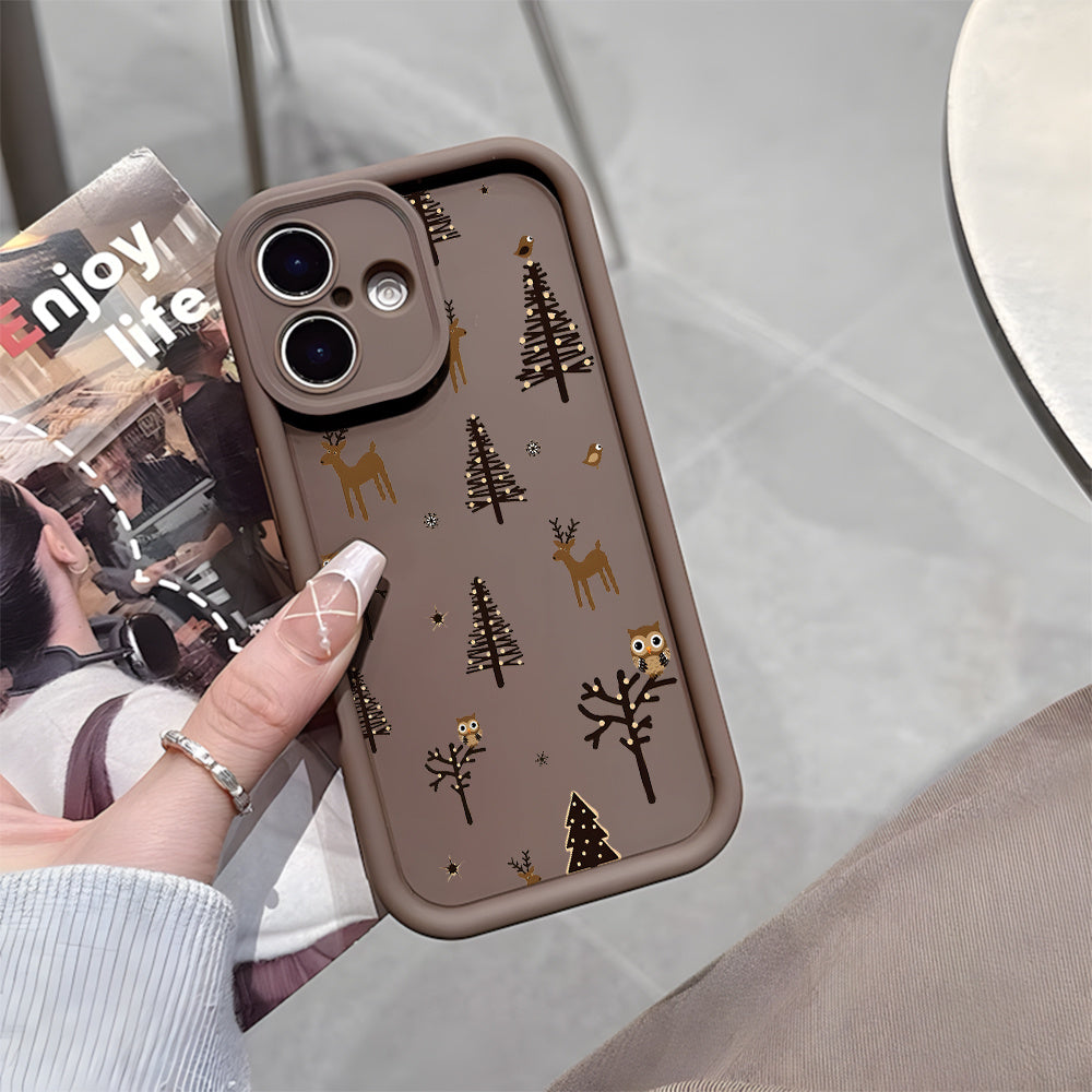 Merry Christmas Reindeer Tree Phone Case – Shockproof, Lens-Protected Cover for iPhone 7–17 Series, Light-Up, Trendy Holiday Gift