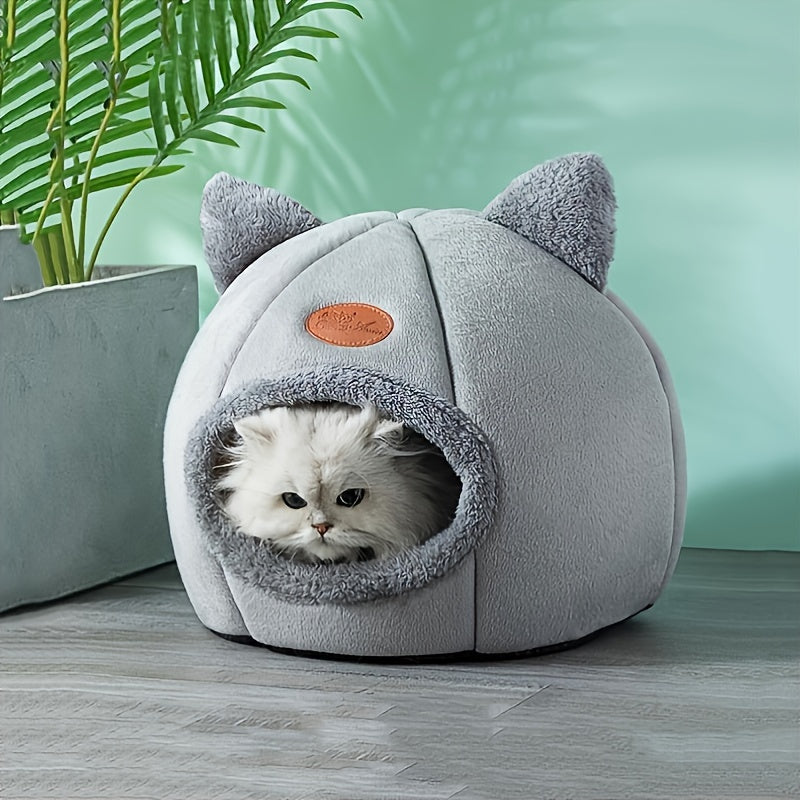 Cozy Cat Haven - Soft, Non-Slip, Comfortable Pet House with Gray Cat Nest Design - Ideal for Indoor Cats, Perfect for Sleeping and Relaxation