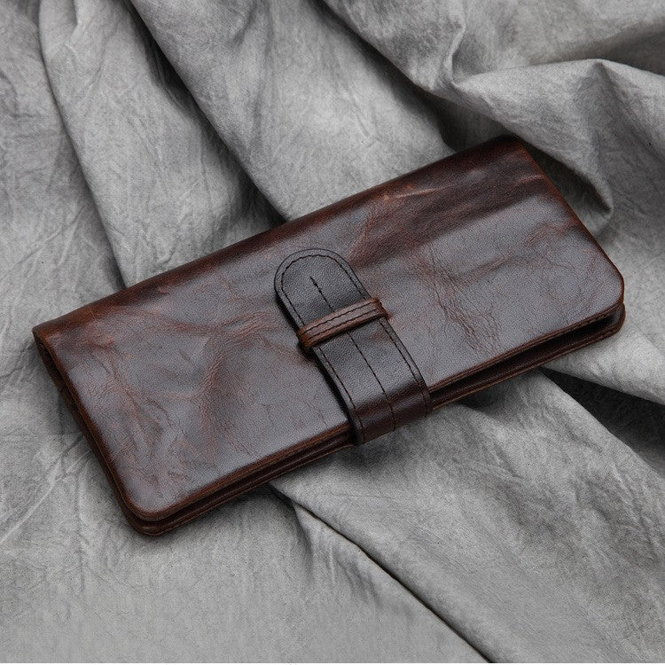 Men's Casual Long Head Leather Money Clip