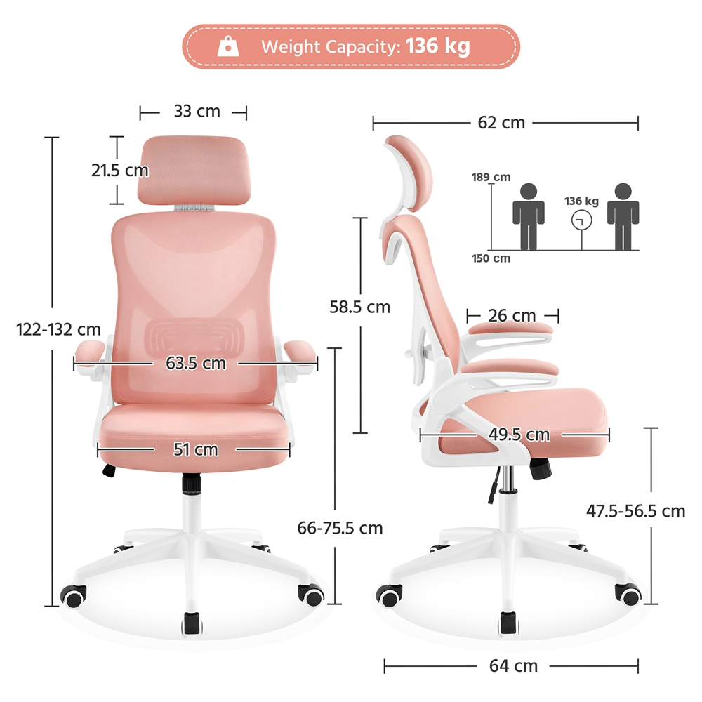 Costoffs Office Chair with Flip-up Armrest, Comfy Desk Chair with Adjustable Padded Headrest, Gaming Chair, Big and Tall Office Chair, Computer Chair with Customized Lumbar Support and Cushioned Seat
