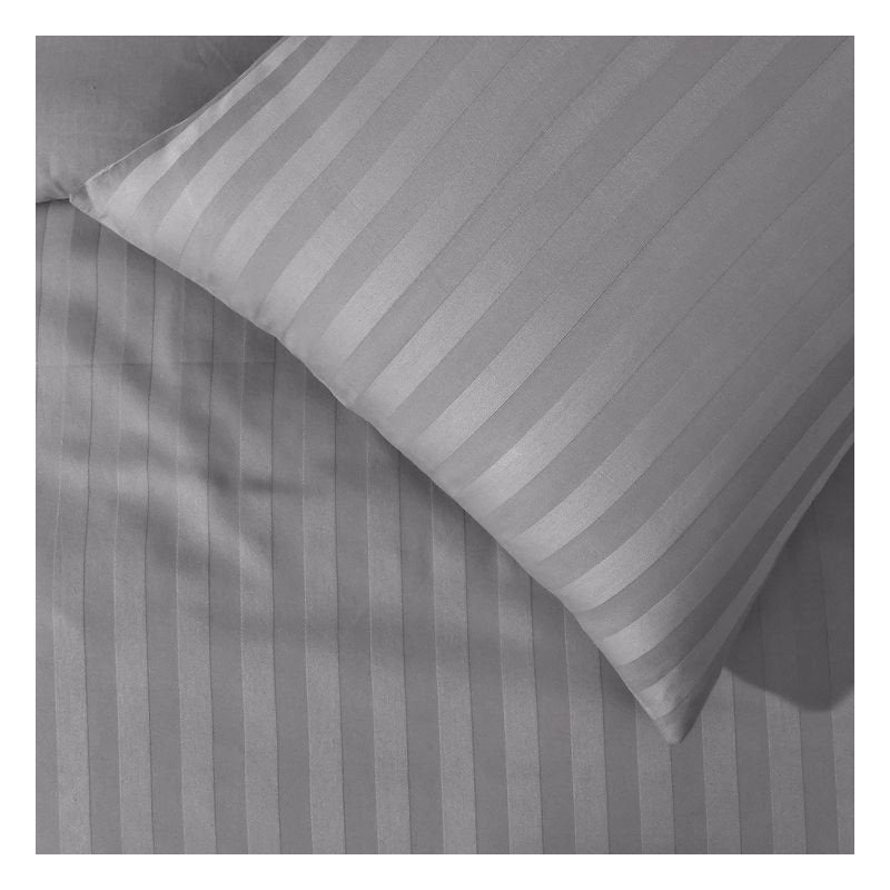 2-Pack Luxury Striped Filled Pillows – Extra Deep Bounce Back Bed Pillows for Back, Side & Stomach Sleepers – Soft, Breathable & Supportive – White or Grey – UK Standard Size