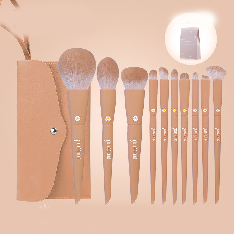 MSQ Make Up Brushes 10Pcs Makeup Brush Set: Foundation Brush, Blending Brush, Synthetic Hair Powder Brushes, Fan Brushes, Eyeshadow Brushes, Eye Brushes Set with Bag