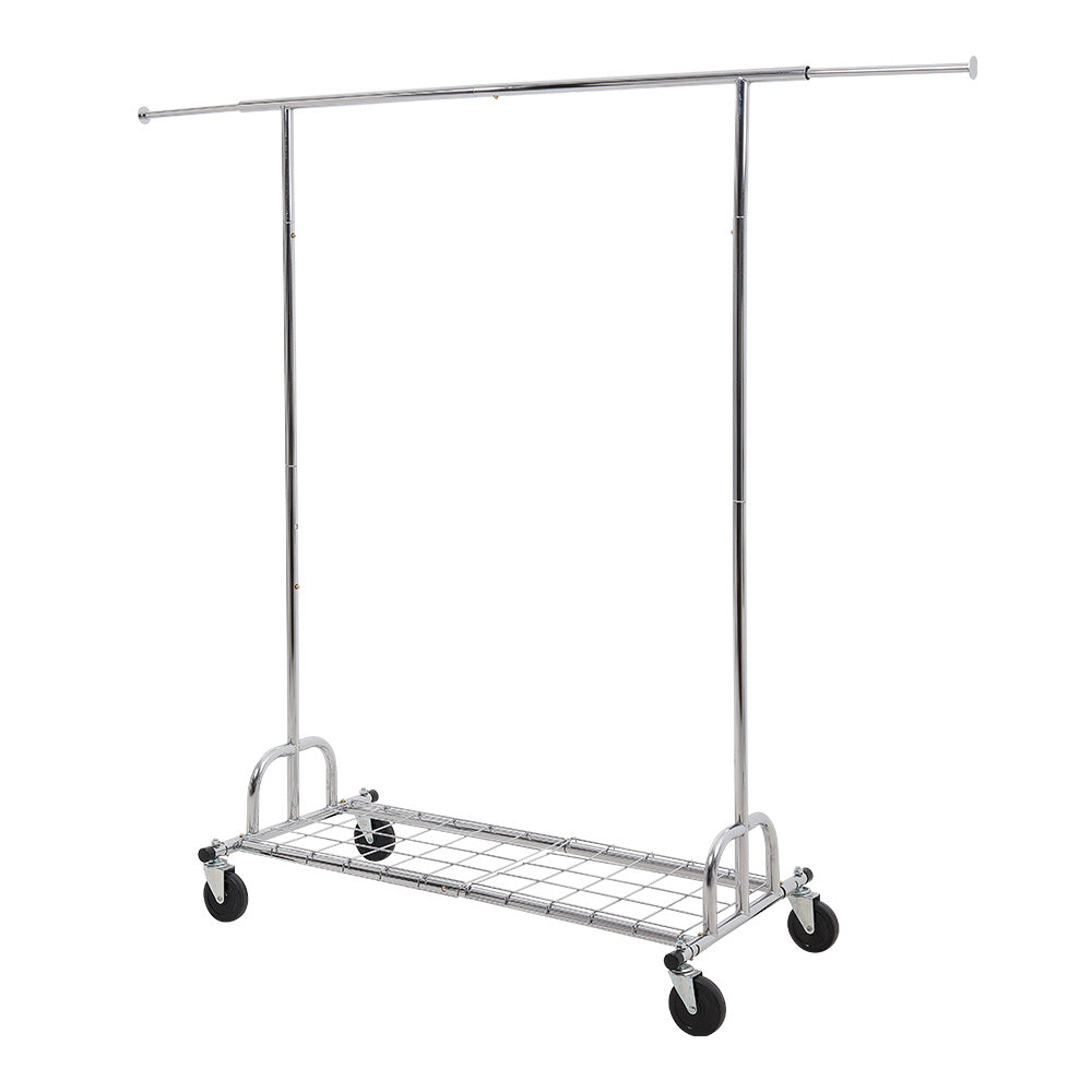 Mobile Metal Clothes Rail, Heavy Duty Clothing Rack with Extendable Rail, Single Rod Clothes Rail on Wheels, 167-180 cm Height Adjustable Clothes Rack, 130-190cm Adjustable Length Hanging Bar, Carbon Steel Construction, Durab