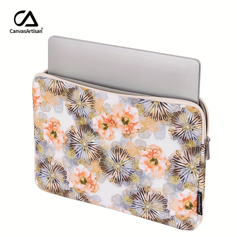 Shockproof Laptop Case Notebook Bag with Floral Print - Durable, Zipper Closure, Compatible with MagicBook SurfaceBook, Casual Style