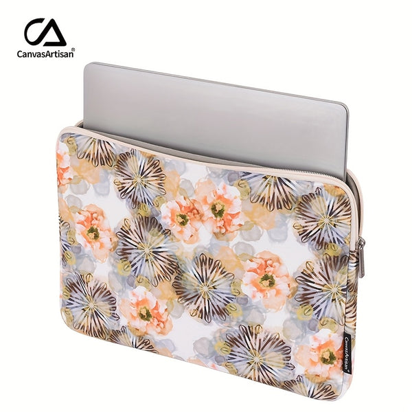 Shockproof Laptop Case Notebook Bag with Floral Print - Durable, Zipper Closure, Compatible with MagicBook SurfaceBook, Casual Style