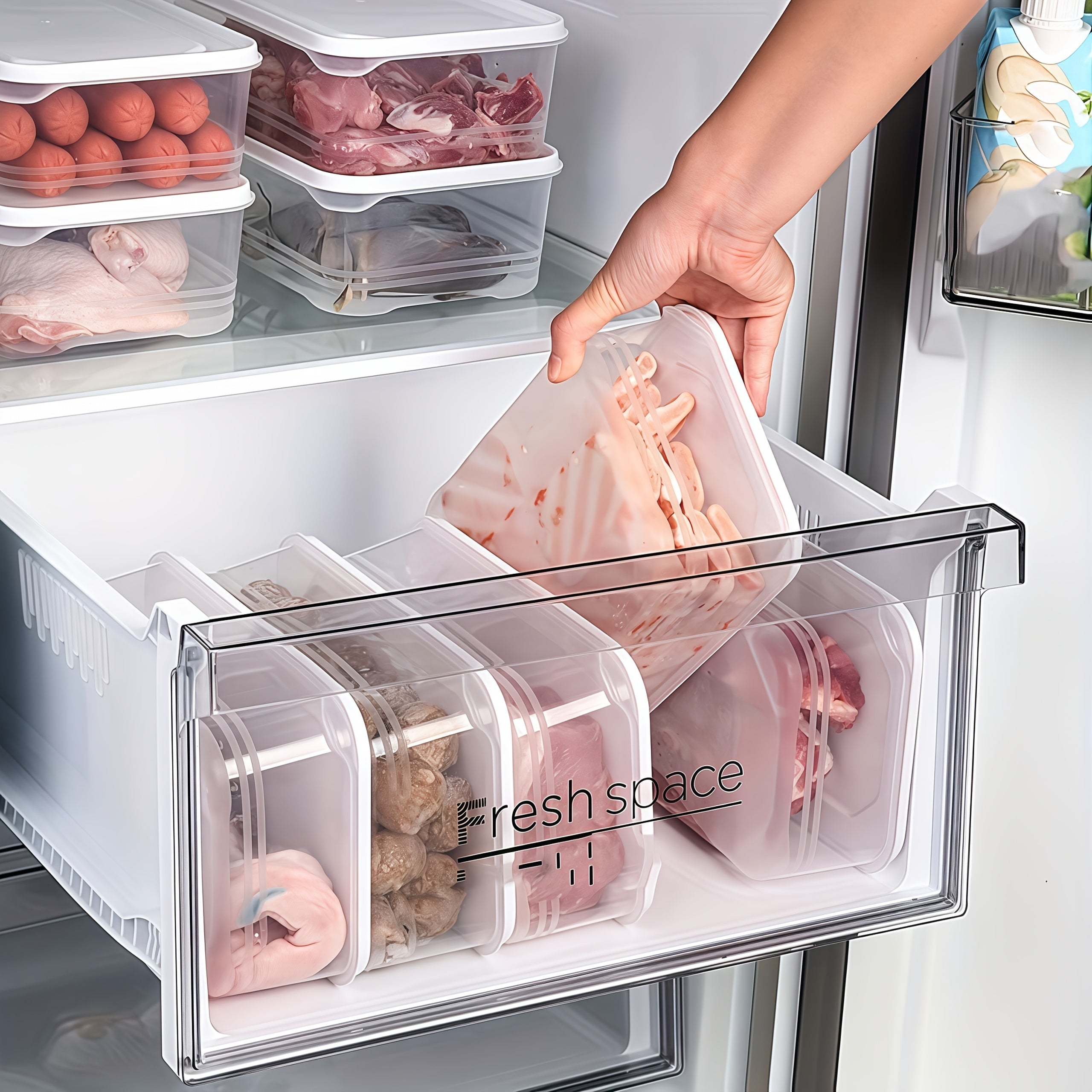 4/6/8-Pack Stackable Fridge Organizer Containers, Plastic Freezer Safe Food Storage Boxes with Flip Top Lids, Reusable Multipurpose Sealable Bento Lunch Boxes for Meat, Fruits, Vegetables, Microwaveable - Ideal for Outdoor Eq
