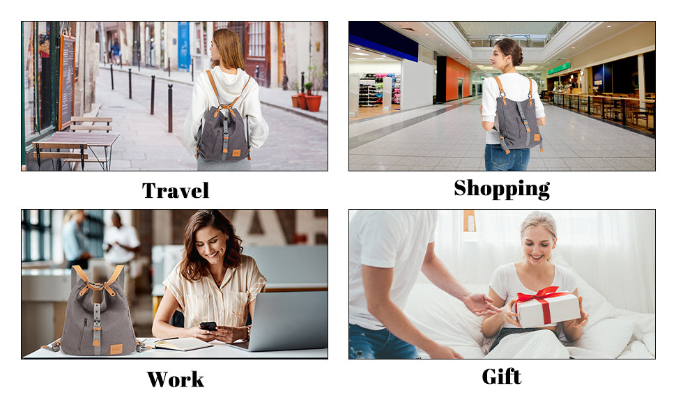 Women's Convertible 3-in-1 Backpack - Anti-Theft Canvas Shoulder Bag & Crossbody Rucksack for Travel, College & Daypack