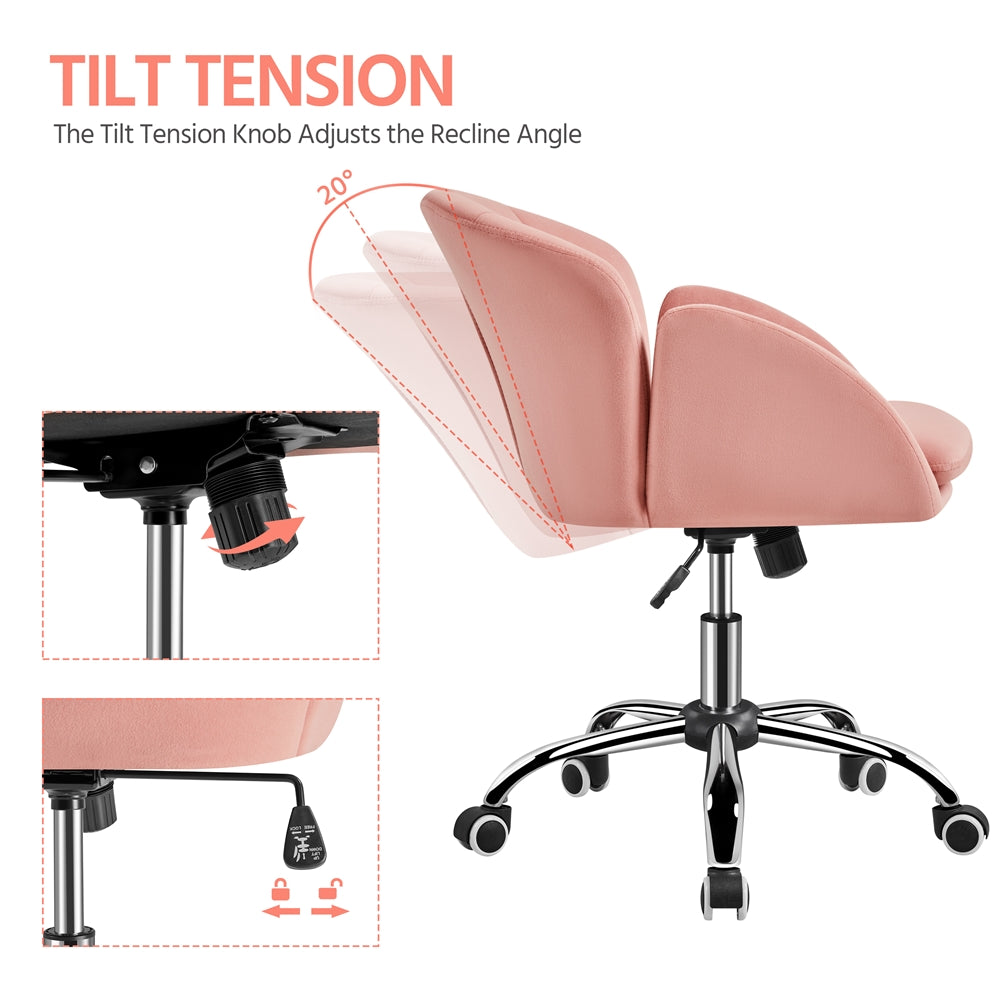 Costoffs Desk Chair Rolling Office Chair Adjustable Makeup Vanity Chair Computer Chair with Armrests for Home Office