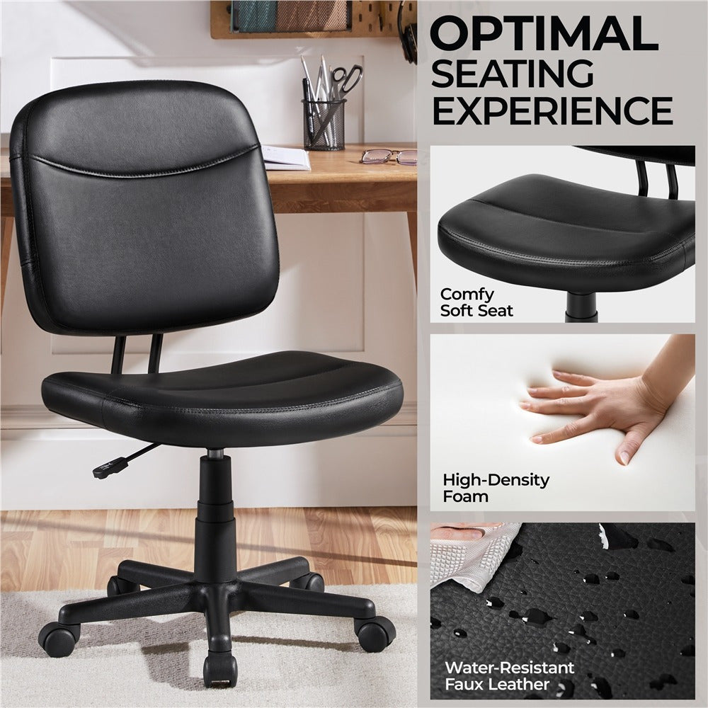 Costoffs Armless Office Chair Swivel Task Chair Mid Back Desk Chair Rolling Computer Chair without Arms for Office Study Meeting Room