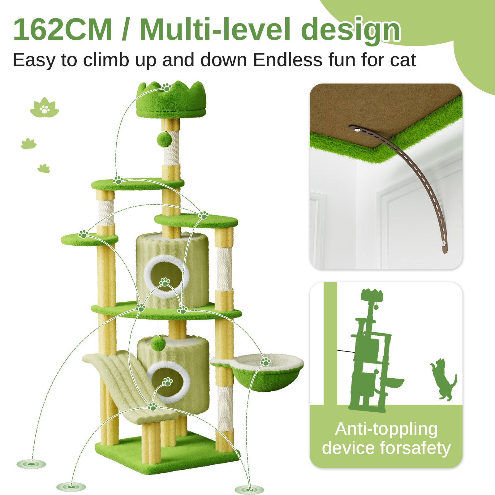 Dogat Extra - Large Cat Activity Tree Tower - 162cm Cat Condo with Hammock - Ideal for Both Adult Cats and Kittens! A Must - Have for Feline Fun and Comfort.