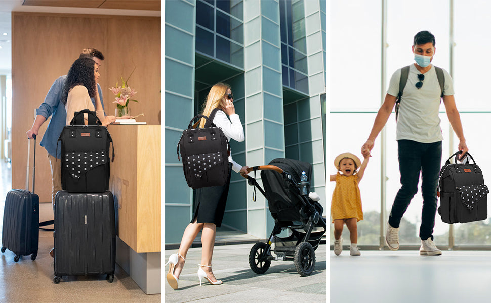 Baby Changing Backpack - Waterproof Diaper Bag with USB Port & Stroller Straps, 15.6" Laptop Compartment for Parents