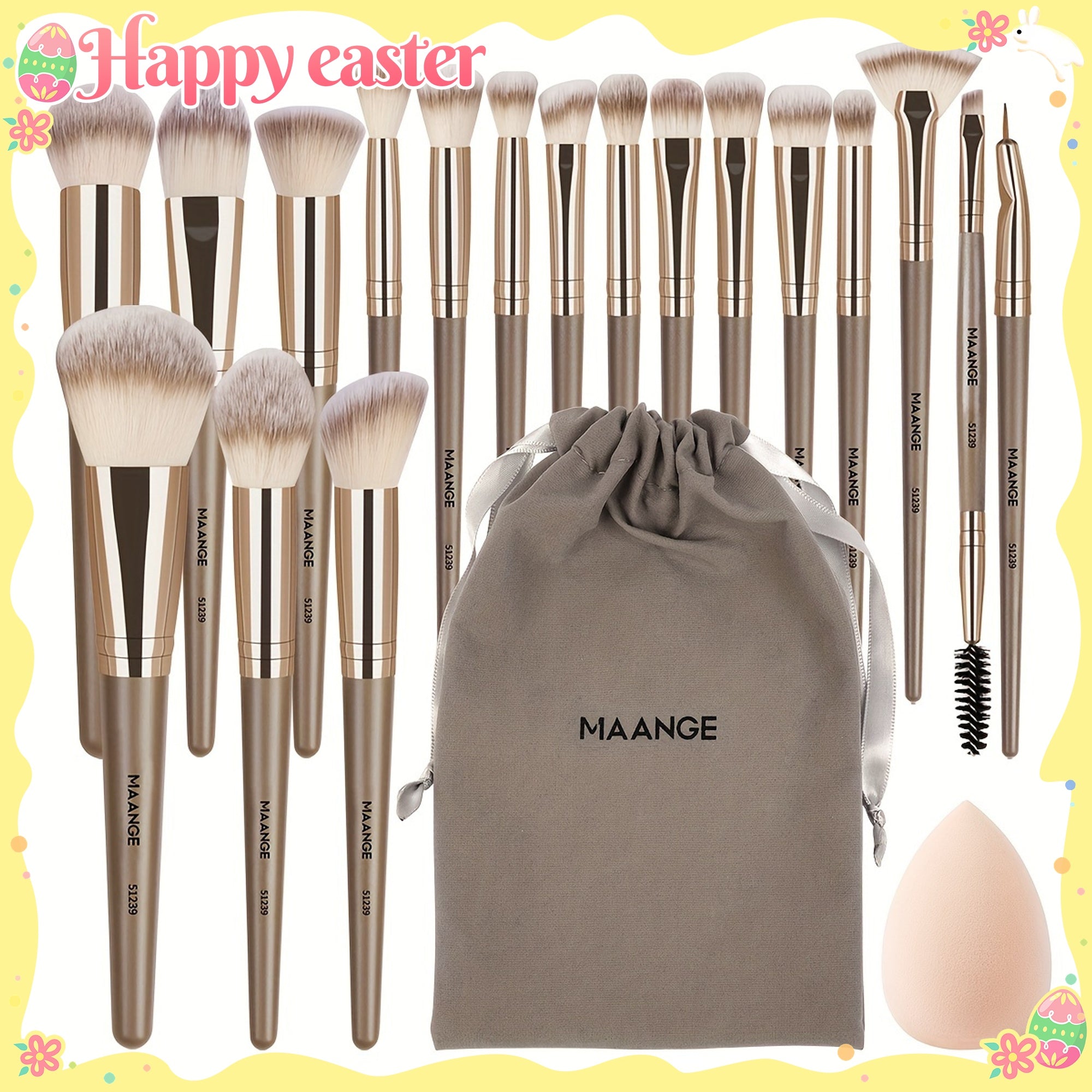 18-pack Professional Makeup Brush Set Including a Velvet Bag And a Medium-Sized Beauty Sponge. Features Soft Bristles for Foundation, Eyeshadow, Blending, Concealer, And Eyeliner Brushes. A Skin-Friendly Puff Combination, Per