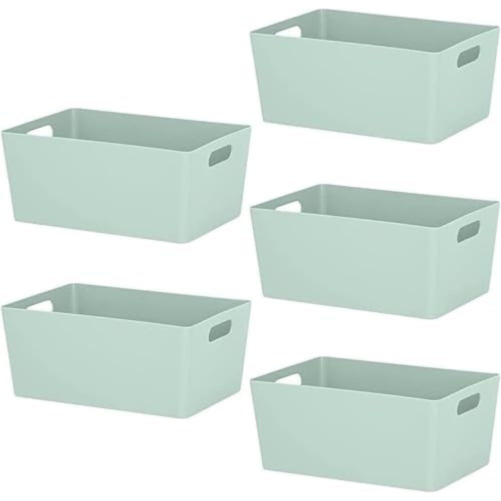 Niftii 5-Pack Plastic Storage Baskets with Sturdy Handles, Lightweight & Durable Design, Ideal for Kitchen, Bathroom, and Cleaning Organisation, 3.9L Capacity, 17 x 25 x 11cm