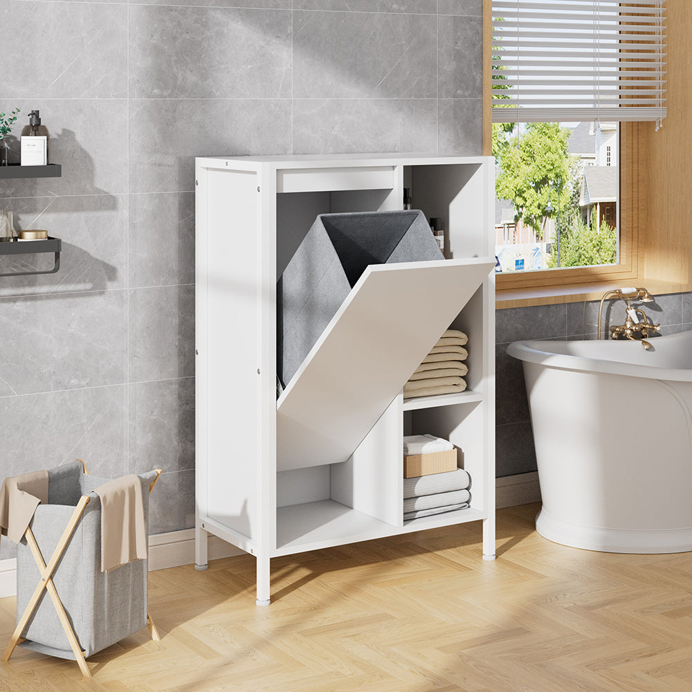 1-Pack L60*W30*H90CM Bathroom Storage Cabinet, Shoe Storage Cabinet Home Hallway Furniture 1 Doors / Adjustable 4 Shelves Cupboard Footwear Rack Stand Organiser White