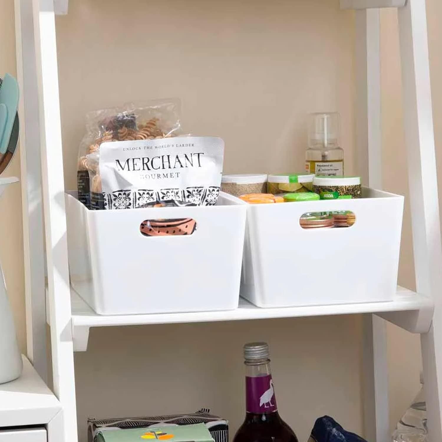 Niftii 5-Pack Plastic Storage Baskets with Sturdy Handles, Lightweight & Durable Design, Ideal for Kitchen, Bathroom, and Cleaning Organisation, 3.9L Capacity, 17 x 25 x 11cm