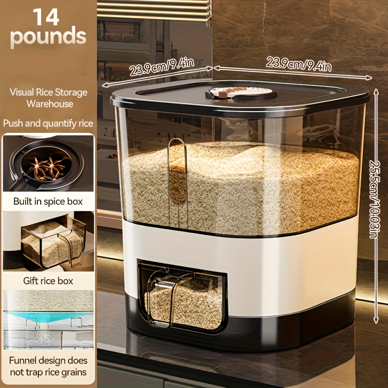 Automatic Rice Dispenser – Large Capacity Sealed & Moisture-Proof Grain Storage Container with Measuring Cup for Rice, Flour, Pet Food