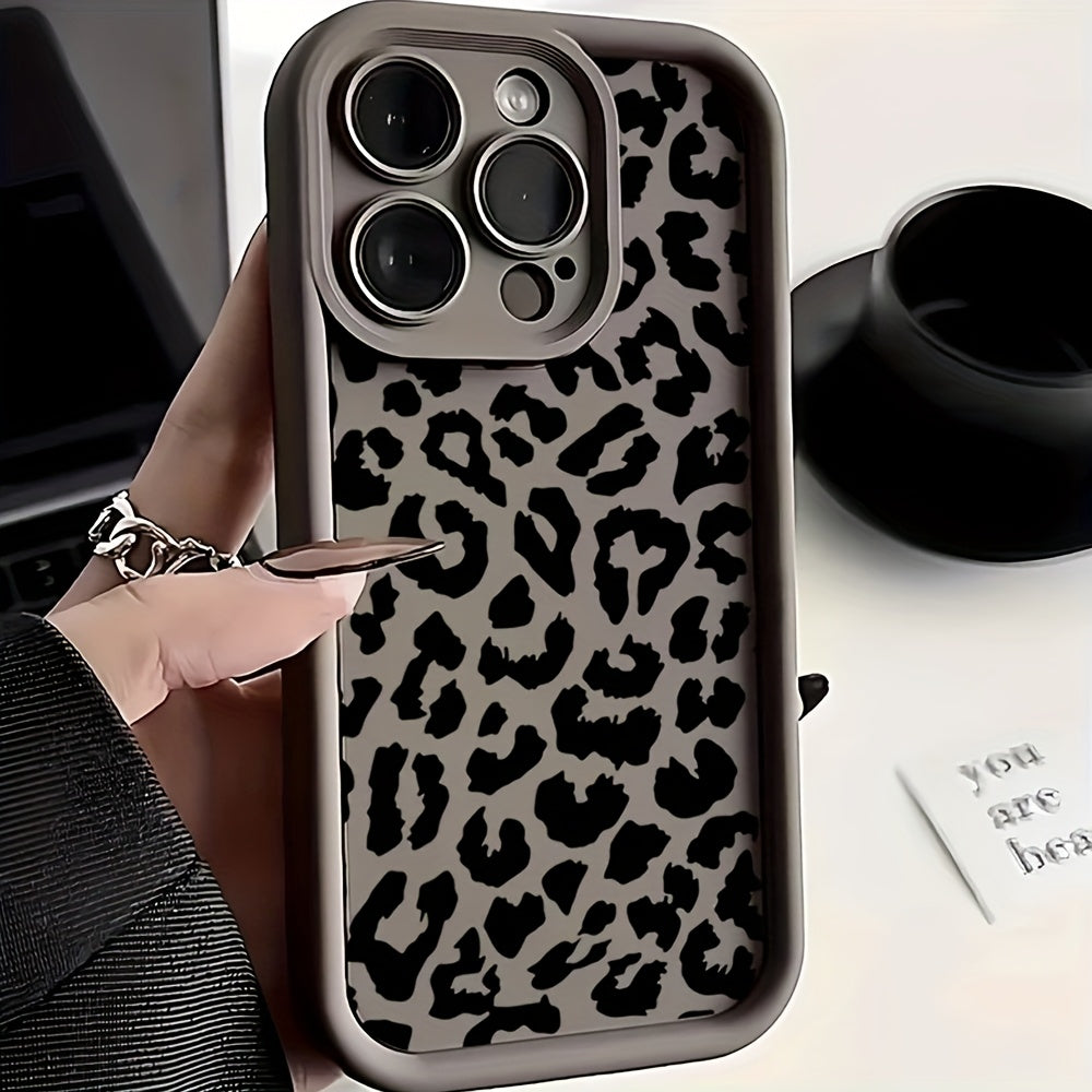[Black Leopard Print Phone Case] Black Leopard Print Trendy Brand Full Wrap TPU Phone Case Compatible with for iphone 16, 15, 14, 13, 12, 11 Pro Max, X, XR, XS, 8, 7 Plus