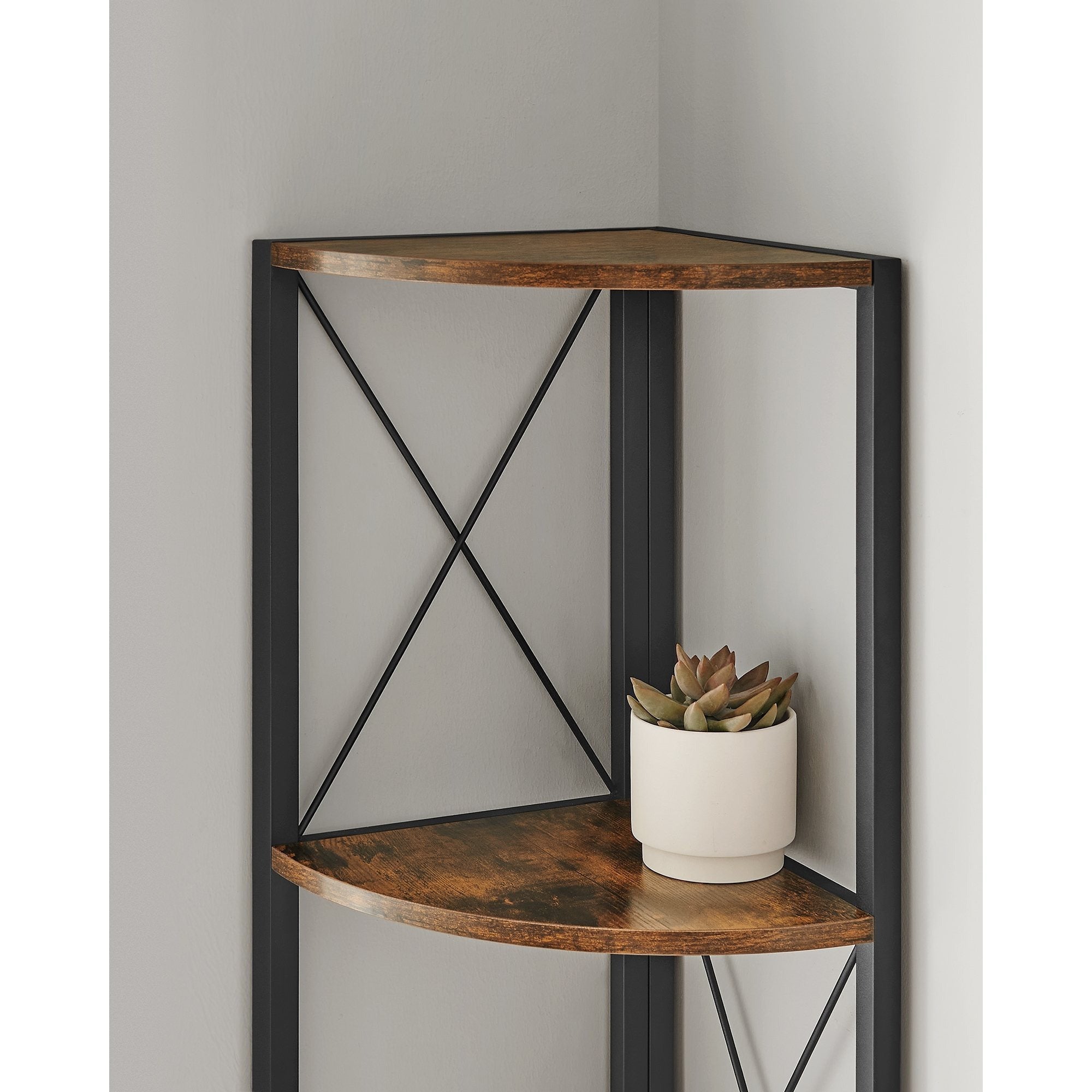 5-Tier Corner Shelf, Storage Shelving, Versatile for Plants Books, for Bedroom Living Room Kitchen Office, Easy Assembly, Industrial