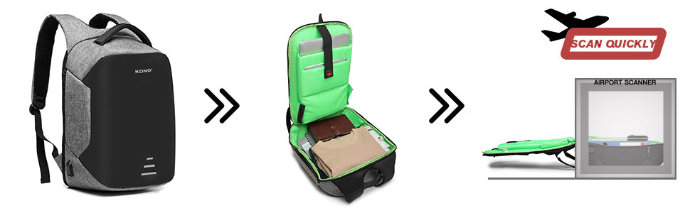 Kono Anti-Theft Laptop Backpack - 15.6" USB Charging Port, Water Resistant Business/School Bag for Men & Women