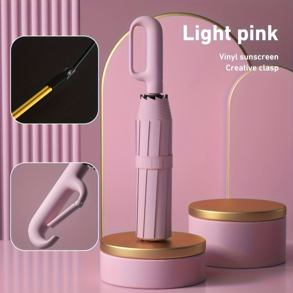 Automatic Rotating Buckle Umbrella – 10-Rib Windproof Folding Sun Umbrella, Backpack-Friendly, 5 Colors