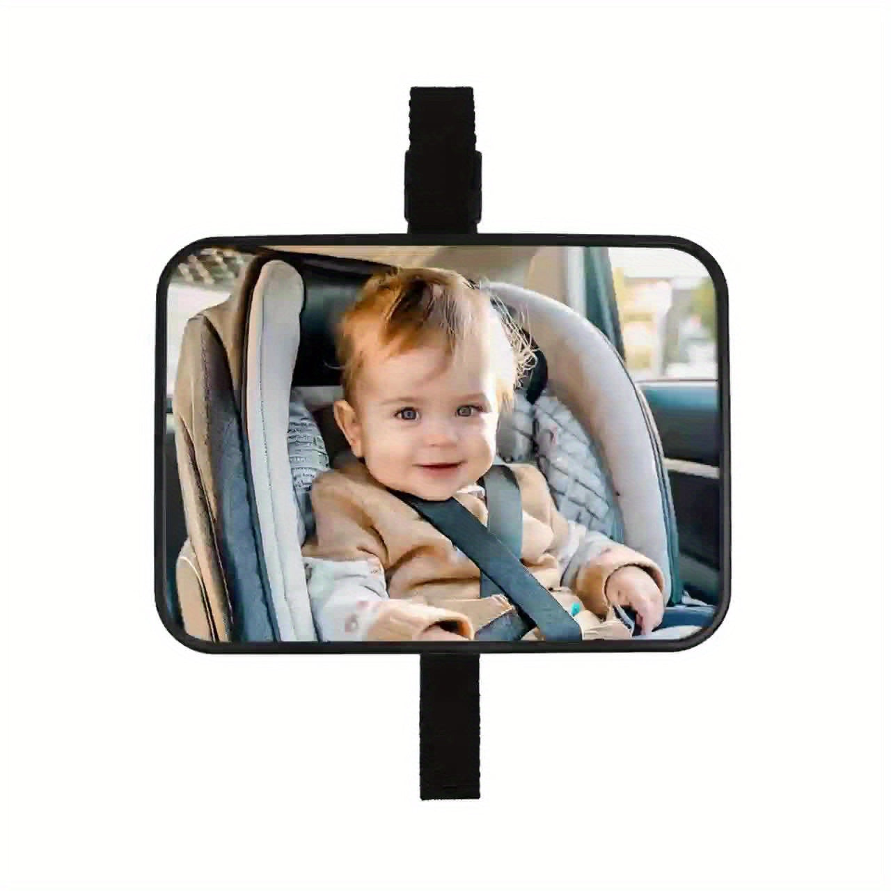 Baby Car Seat Mirror - 360° Adjustable Shatterproof Convex Safety Rearview Mirror with Adjustable Strap, Wide-Angle Baby Monitor for & Car Seats, Compatible with All Vehicles (Easy Install, No Tools Required)