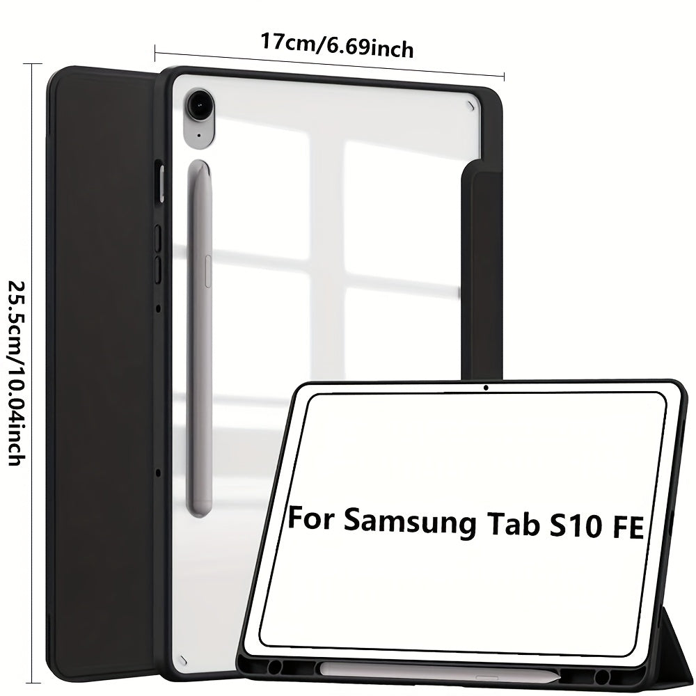 For Samsung for galaxy Tab S10 FE/S9 FE/S9 Case, Featuring a Clear Back Cover, Automatic Sleep/Wake Functionality, [Slim Protective Design] [Stand Capability] [Scratch