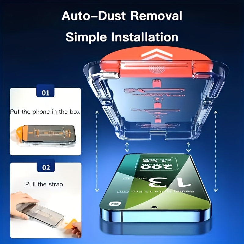 3-Pack Ultra HD Tempered Glass for Xiaomi Mi 15T 14T Pro 15 14 13 13T 12T 11T 11 Lite 5G NE Redmi Note 14 13 Pro 4G 5G 12 11 11S, 9H+ Screen Protector Film, Anti-Scratch, Anti-Fingerprint, Full Coverage, One-Click Film Applic