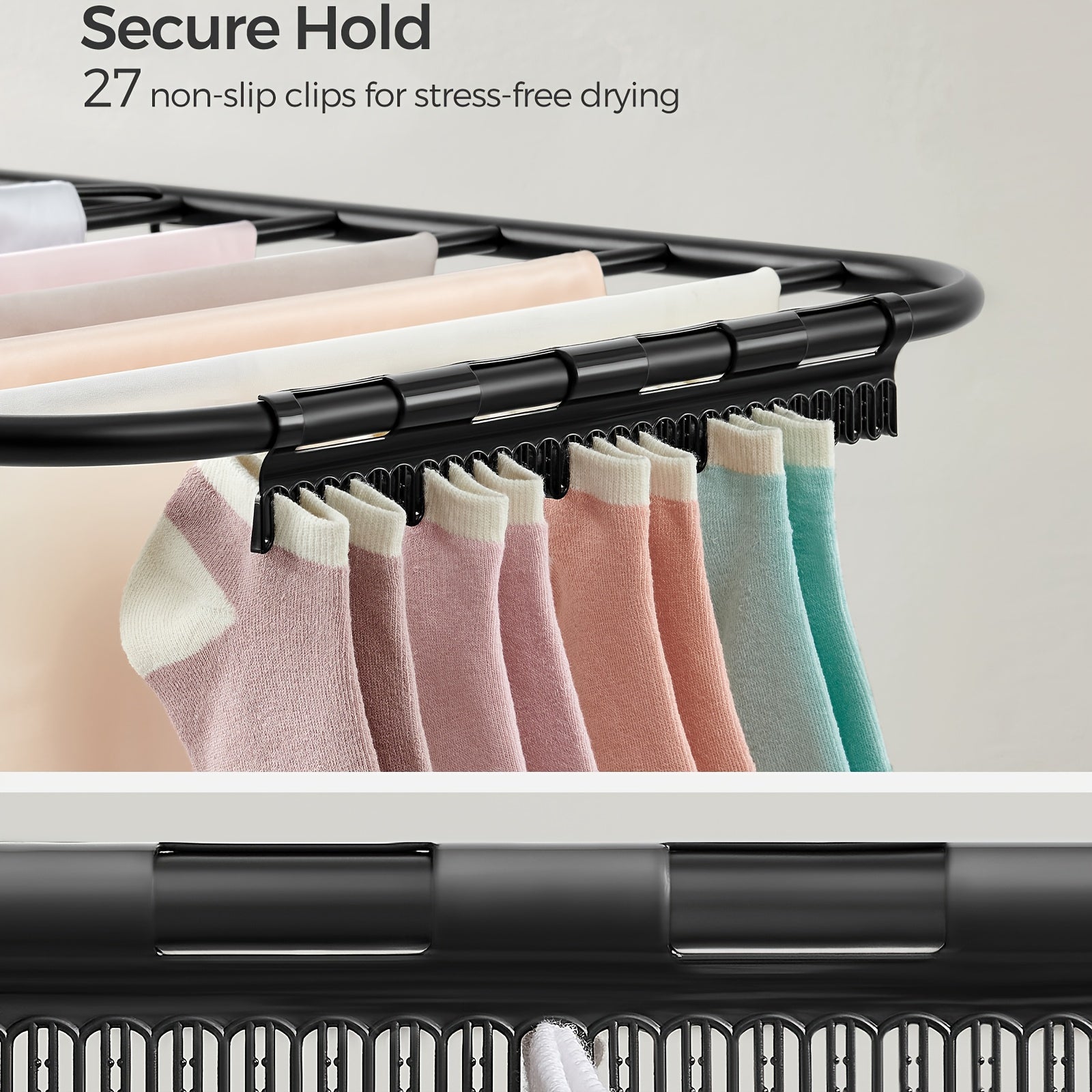 Heavy-Duty Steel Foldable Clothes Drying Rack with Height-Adjustable Wings & Free-Standing Design - Heavy-Duty Laundry Airer with Multiple Horizontal Bars, Space-Saving Indoor/Outdoor Clothes Dryer for Home, Apartment, Dorm,