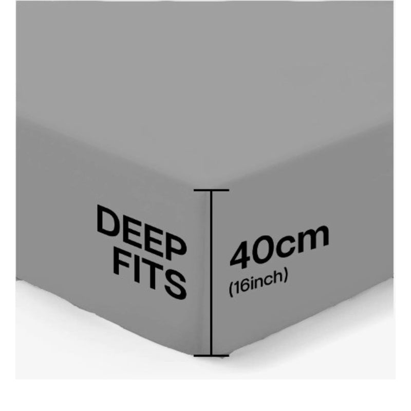 4B Superior 40CM Deep Fitted Sheets with Elastic All Around for Extra Thick Mattresses, Secure Snug Fit Bed Cover, Wrinkle Resistant Bedding, Easy Wash & Quick Dry, Smooth Finish for Modern Bedrooms, Durable Everyday Use Shee