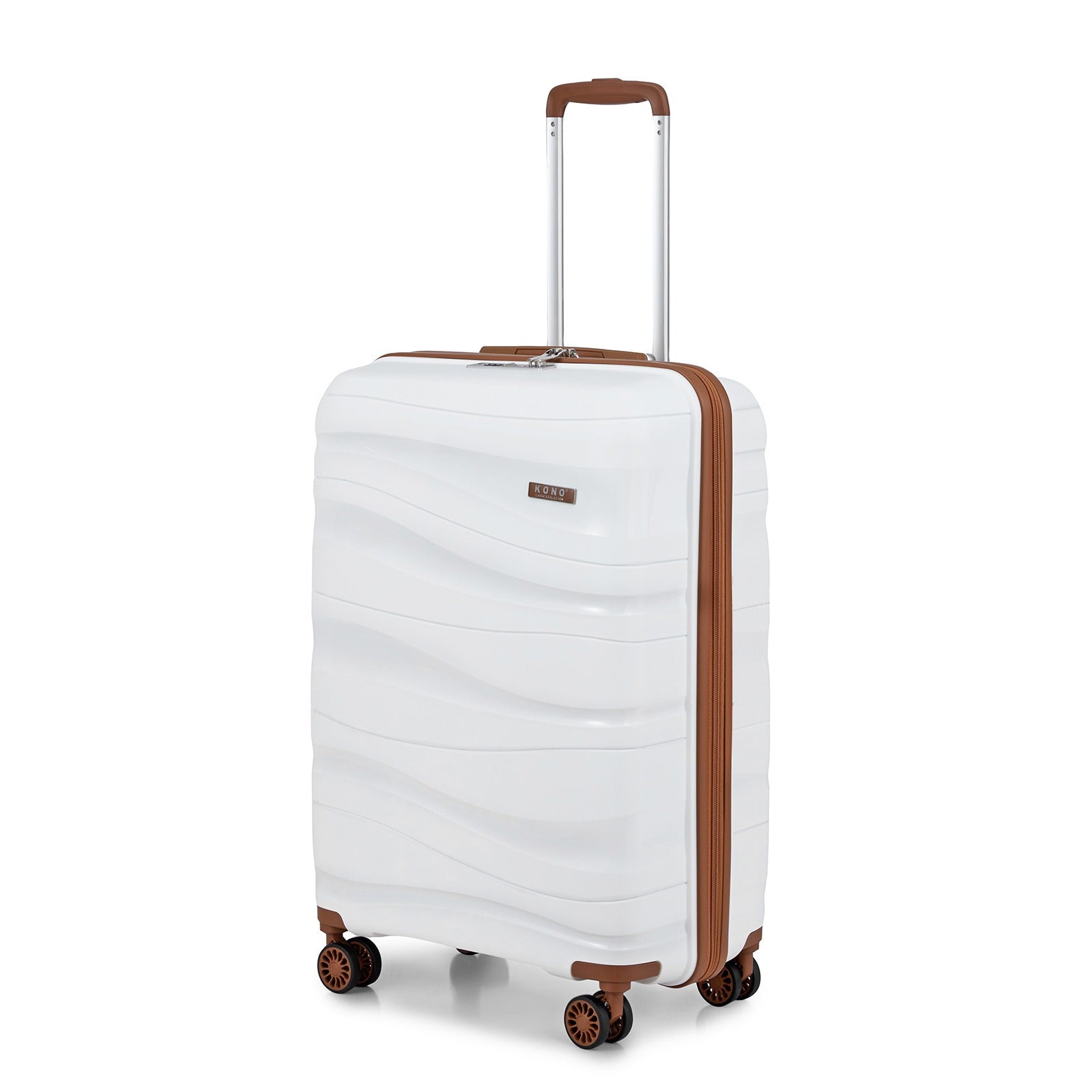 1Pcs of 20inch luggage Lightweight Polypropylene Hard Shell Suitcase with TSA Lock Spinner Wheels Travel Trolley Case and Beauty Case 14/20/24/28 Cream White Luggage Sets of 4 Piece, Luggage For Travel