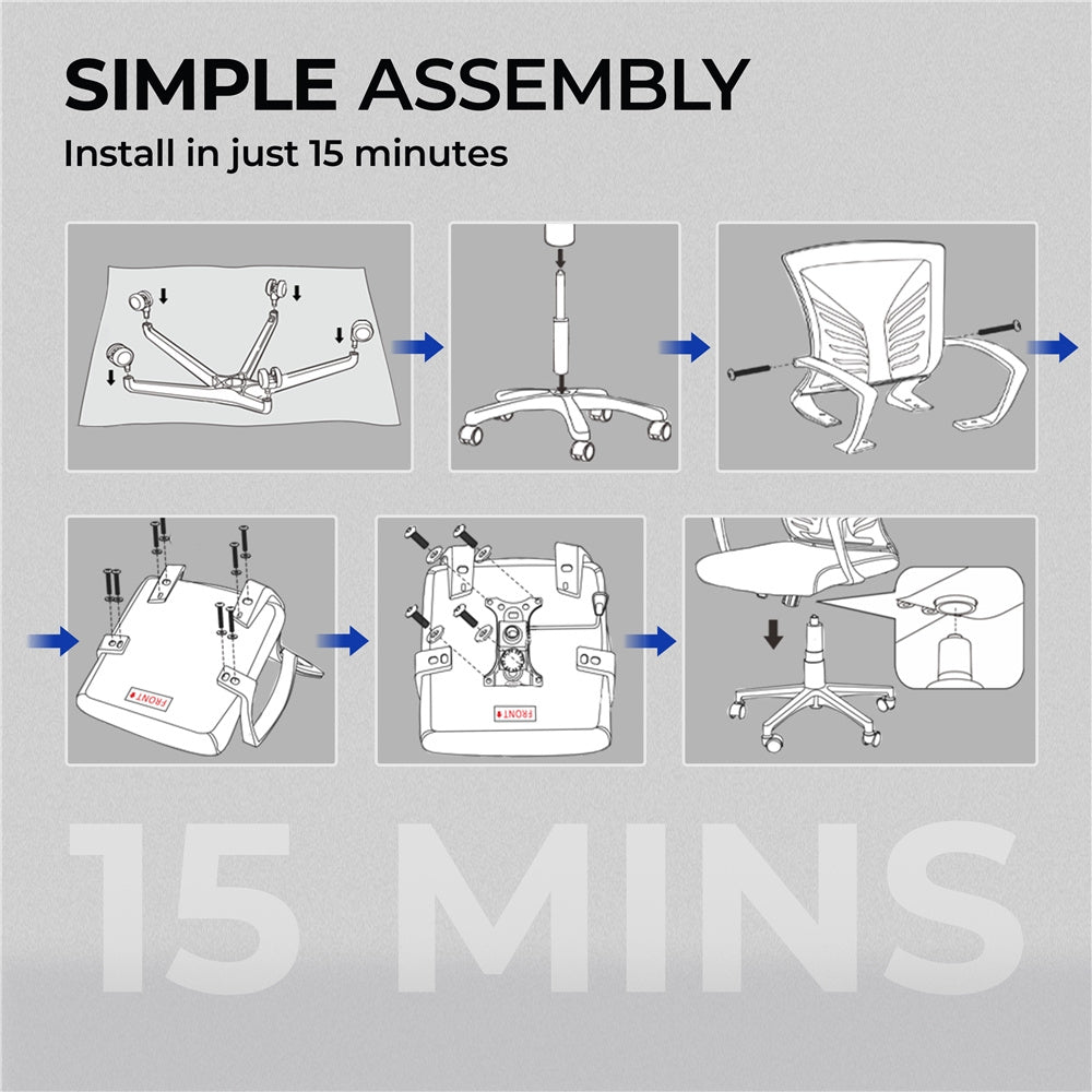 Costoffs Adjustable Ergonomic Office Chair with Mesh Backrest, Swivel Desk Chair with Armrests Comfy Computer Chair, Versatile Use Reclining Chairs for Meeting Rooms, Home Office, Black/White, 1 or 2 pcs