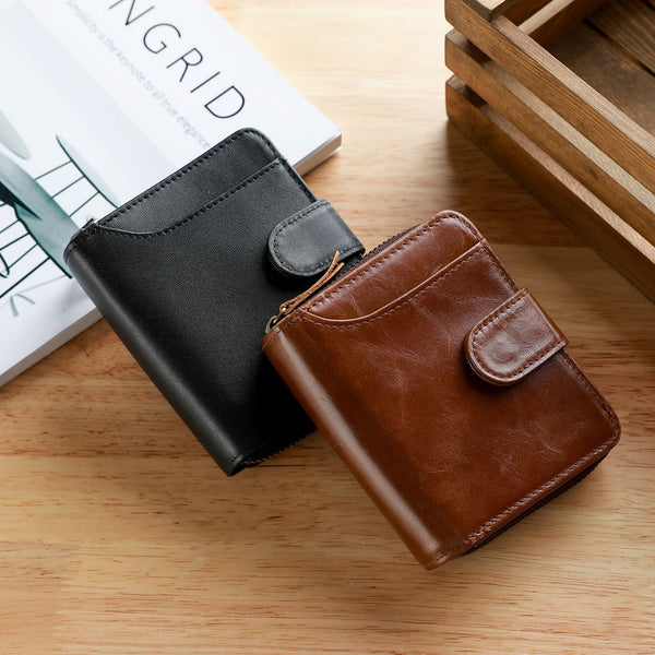 Leather Men's First Layer Short Wallet Multiple Card Slots