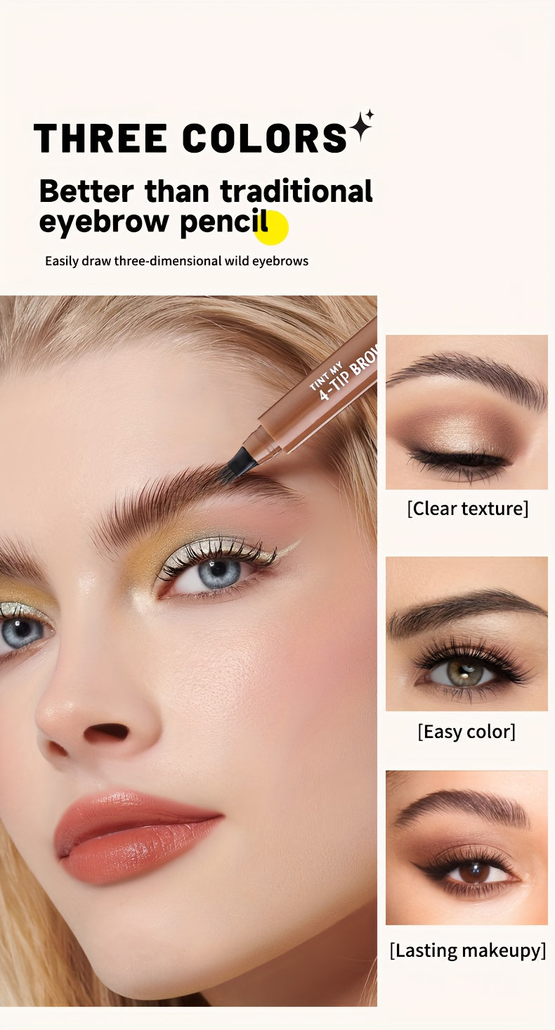 6-Pack Makeup Artist Special One-Stroke Shaped Simulation Eyebrow Feeling Ultra-Thin Four-Pronged Eyebrow Pen Waterproof and Anti-Scratch No Bleeding Natural Three-Dimensional Eyebrow Pen Natural and Vivid Roots Clear Not Rem