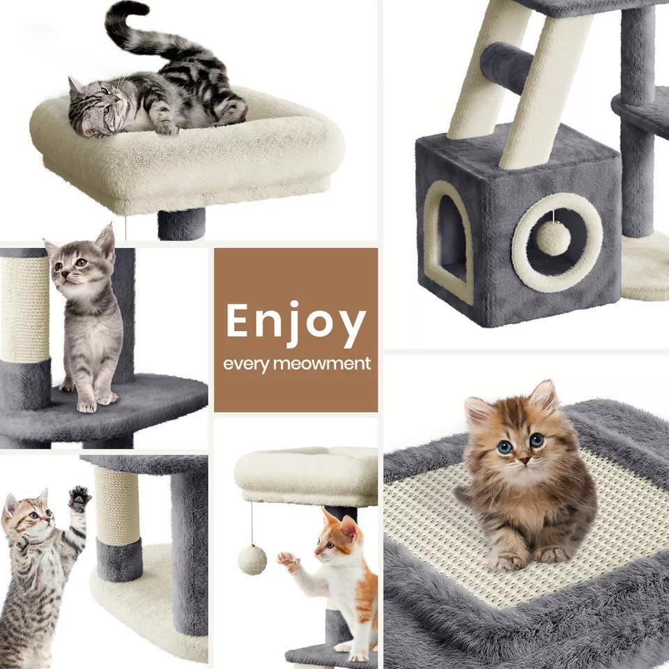 Dogat 107cm High - Quality Multilevel Cat Tree Tower with Scratching Posts - The Perfect Indoor Climbing House Condo for Your Feline Friend