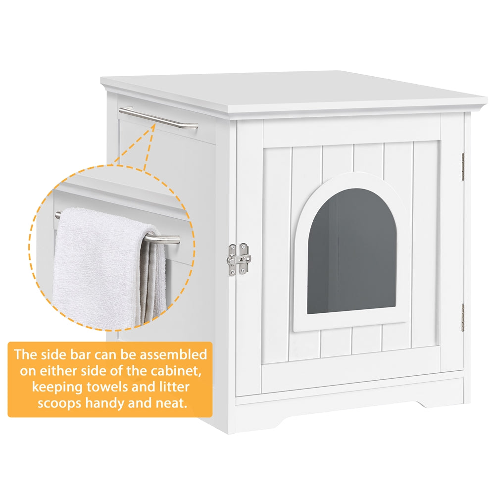Costoffs Cat Litter Box, EEnclosed Litter Box Decorative Cat House Cat Washroom Pet Side Table Indoor Pet Crate Cat Litter Box Enclosures for Living Room, Hallway, Bathroom, Laundry Room, White