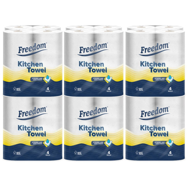 Freedom Super Strong & Absorbent MultiPurpose Kitchen Paper Roll, 24 or 72 Rolls