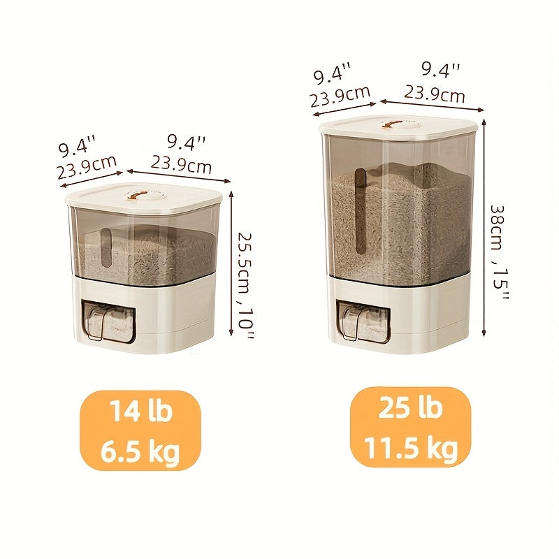 Automatic Rice Dispenser – Large Capacity Sealed & Moisture-Proof Grain Storage Container with Measuring Cup for Rice, Flour, Pet Food